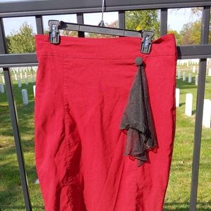 Red midi stretchy plus pencil skirt